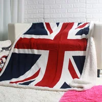 UK3 Двойной слой толстый США, США, Великобритания, Англия, британский флаг, флис, шерпа, плюш, искусственный мех, ТВ, диван, подарочное одеяло, пледы, одеяла, 50x60 дюймов - Цвет: UK3