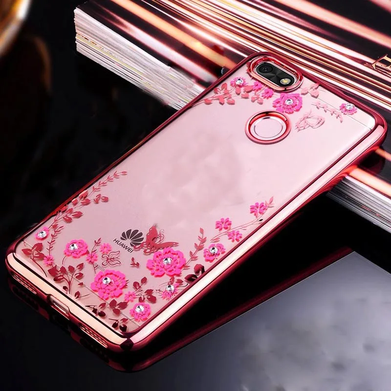 Чехол для Huawei Honor 7A Pro с роскошным цветком 3D блестящим бриллиантом силиконовый