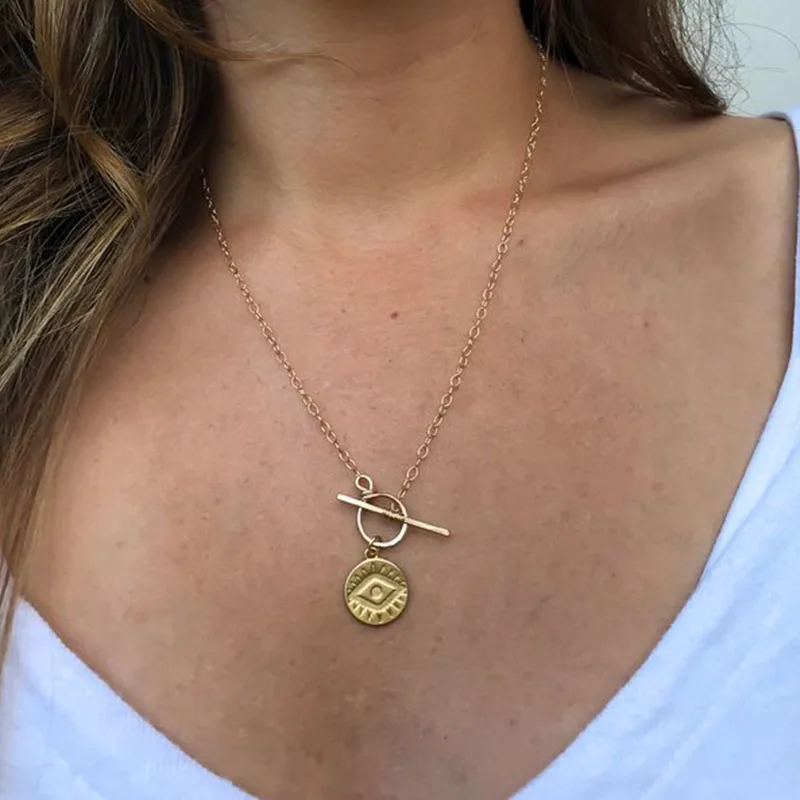 Модные цвета: золотистый серебристый Цвет Lariat Длинная цепочка бар Дурной глаз