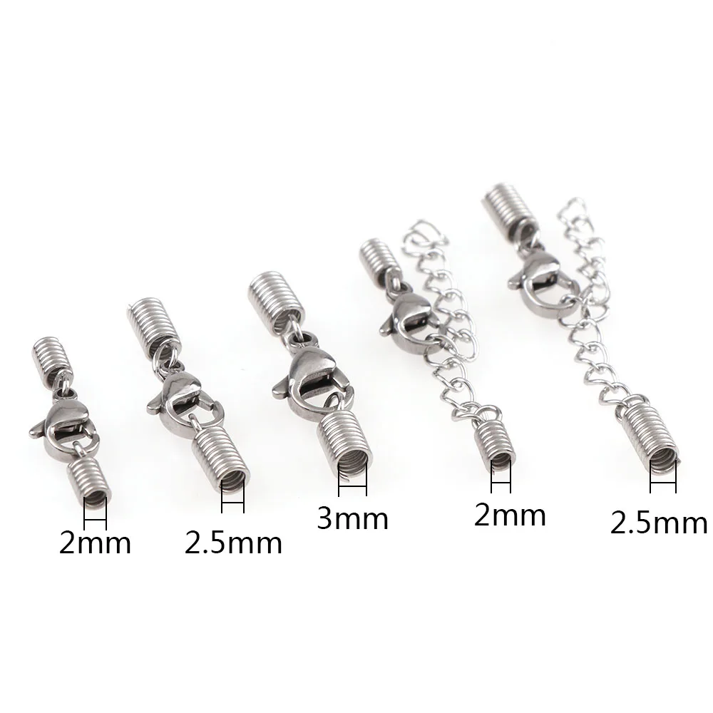 5 шт./лот наконечники для ожерелья из нержавеющей стали пружинные Серебристые