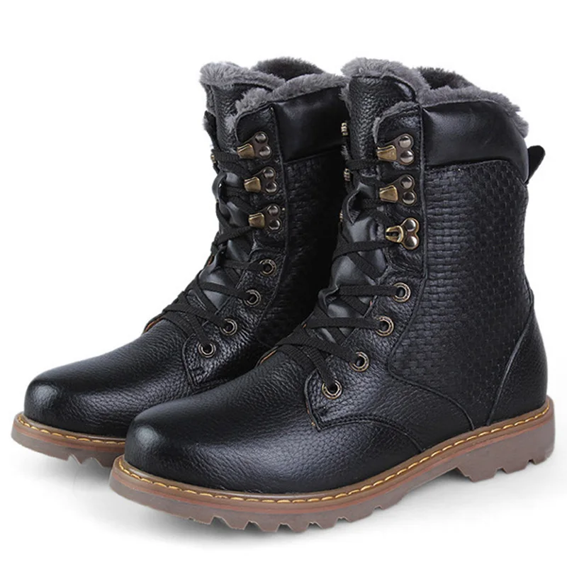 LAISUMK 2020 Warmest Winter Men's Boots Genuine Leather Handmade Men Snow For High Quality Plush Bottes hommes | Обувь