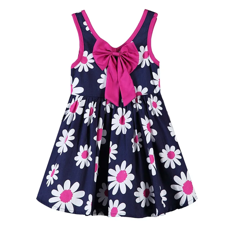 Dxton/милое платье для маленьких девочек Платье принцессы без рукавов с бантом и
