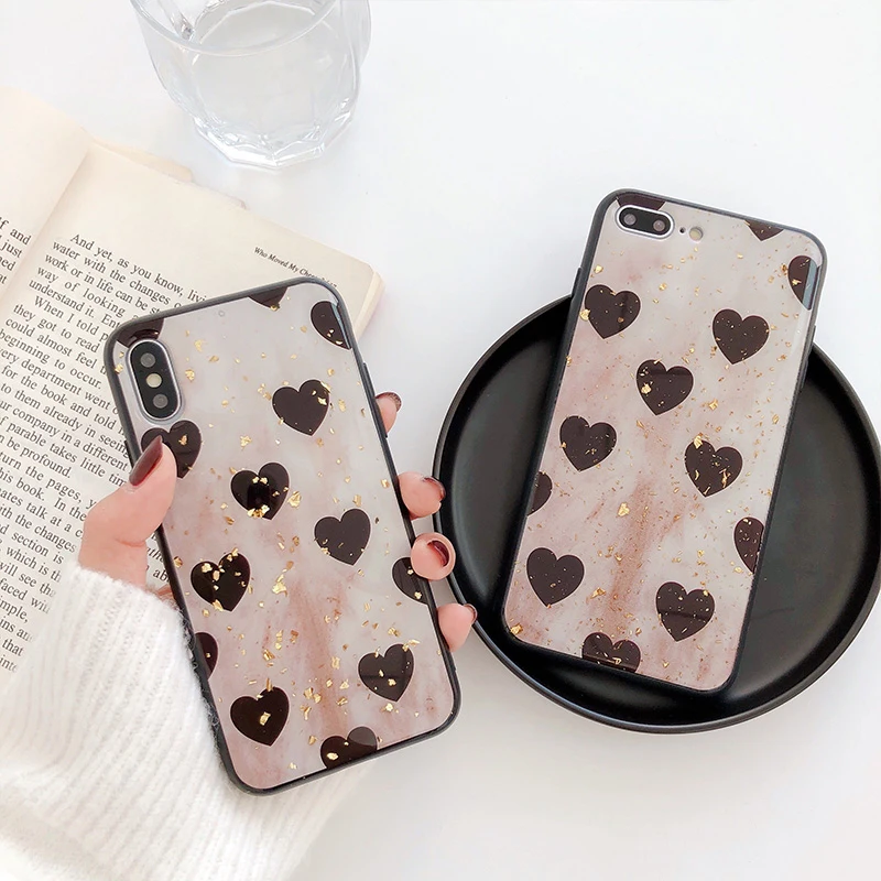 Чехол для телефона GlamPhoneCase с милым сердечком и золотой фольгой iPhone XS Max XR X 8 8plus 7 7plus