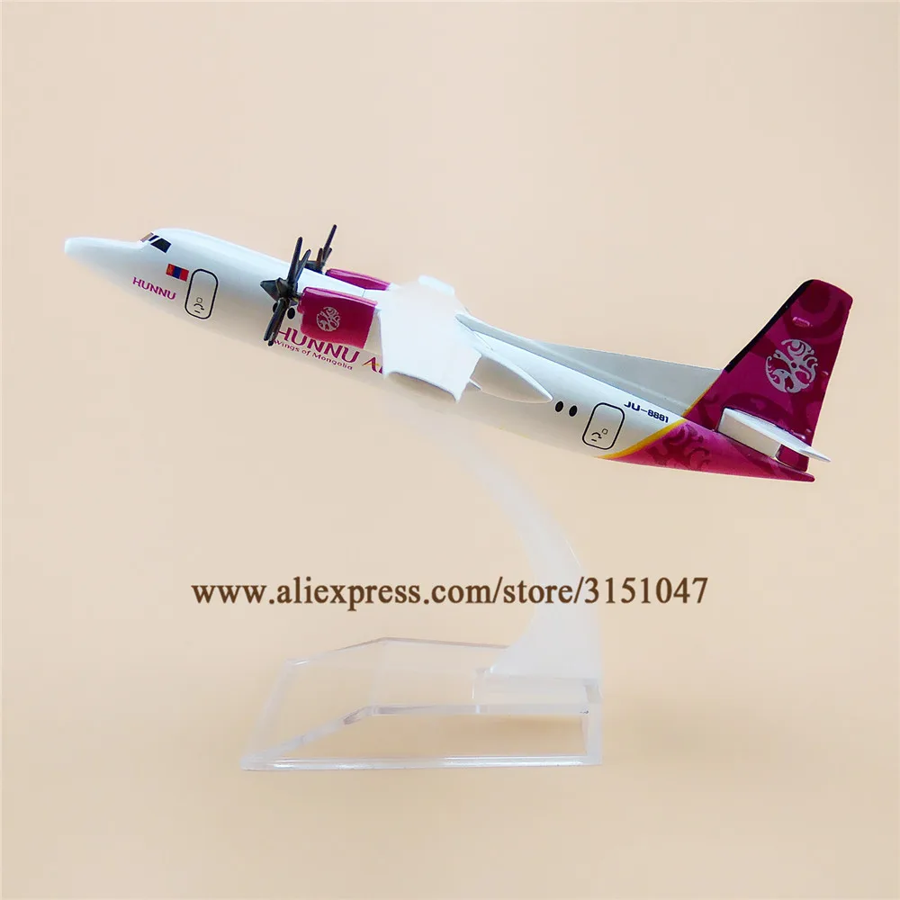 Металлический сплав 16 см модель самолета HUNNU AIR Fokker F50 MIAT Airway с подставкой