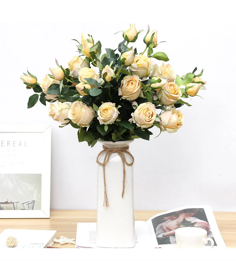 JAROWN Artificial Flowers Silk Rose Continental Retro Fake Flower Home Decoration Wedding DIY Decoration Flores