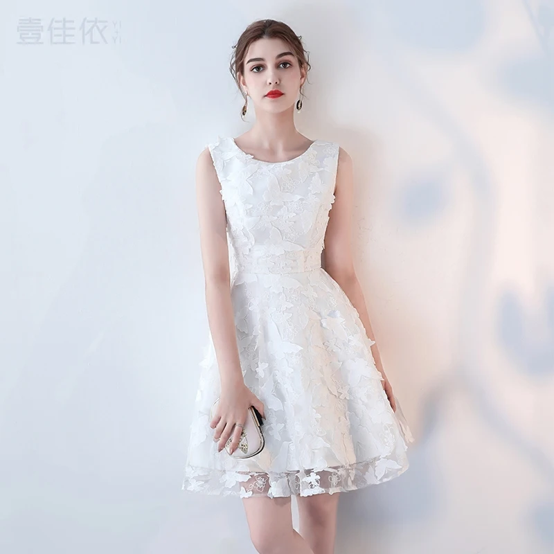 Женское коктейльное платье It's Bride белое короткое вечернее выше колена без