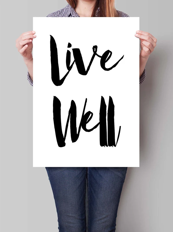Печать в спальне типографская печать Live Well типографический постер подарочное