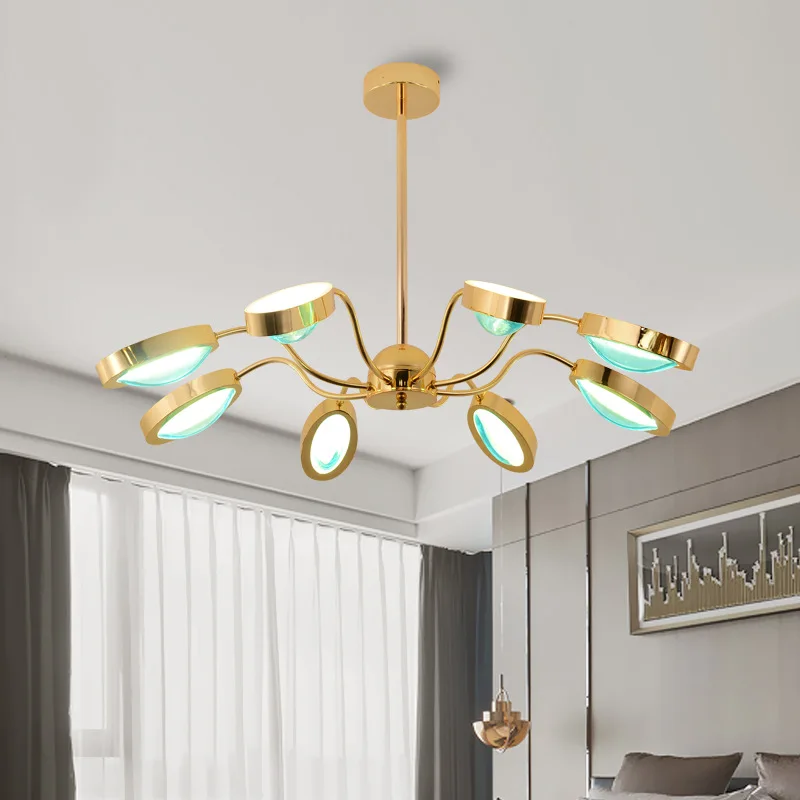 Post Modern originality Creative Chandeliers Bedroom Living room Light luxury Plated Gold Iron art 6/8 lamps LED Pendant | Лампы и