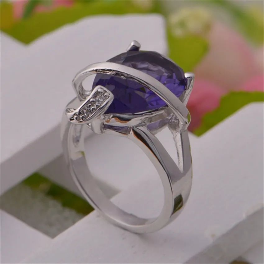 Uloveido элегантные свадебные Обручение красный Кольца Винтаж серебро Цвет груша