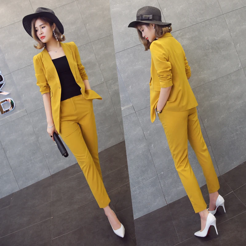 Женский офисный костюм из 2 предметов элегантный пиджак с длинным рукавом и