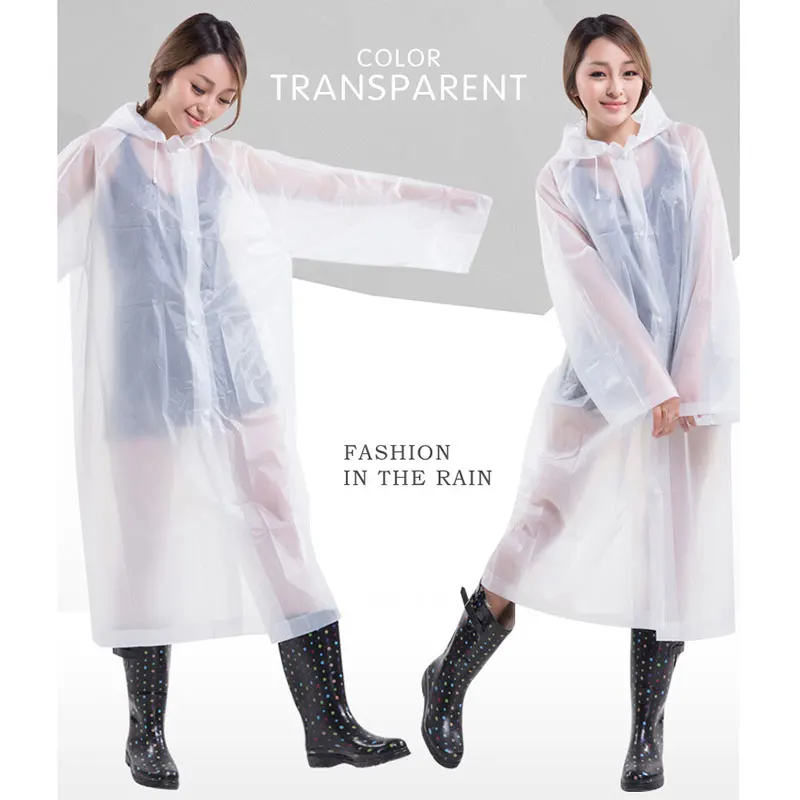 Fashion Women EVA Transparent Raincoat Poncho Portable Environmental Light Long Use Rain Coat HVR88  Дом и