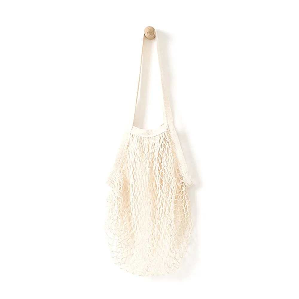 Reusable Fruit String Grocery Shopper Cotton Tote Mesh Woven Net Shoulder Bag Vegetable Drawstring 64P | Дом и сад