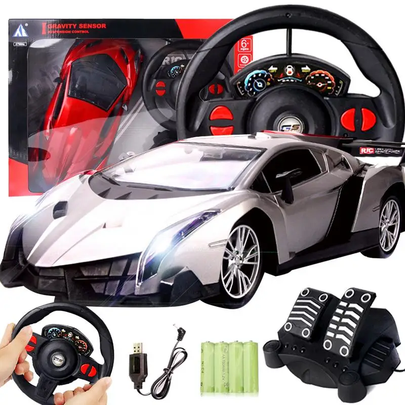 Silver 1 компл., симулятор игры, руль, 1:12, гравитационное зондирование, четырехполосный пульт дистанционного управления, игрушечный автомобиль+ руль+ педаль, детский геймпад, игрушки - Цвет: Silver