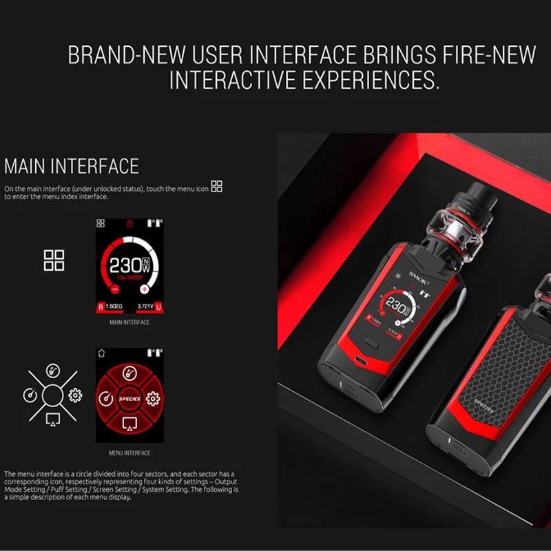 Оригинальный набор SMOK SPECIES 230 Вт мод с батареей 18650 5 мл TFV8 Baby V2 вейп-комплект