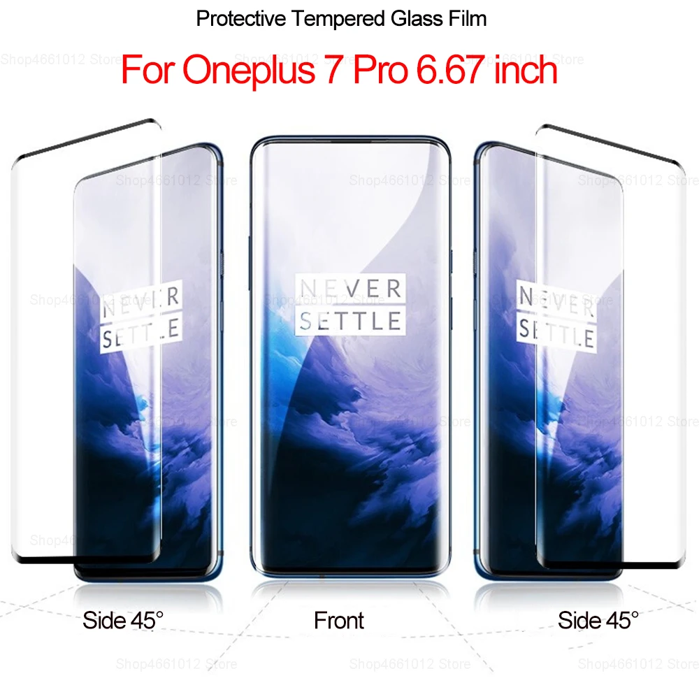 

3D Full Glue Protective Glass On For OnePlus 7 Pro Screen Protector Curved Tempered Glass on one plus 7pro Full Cover Glass 1+7