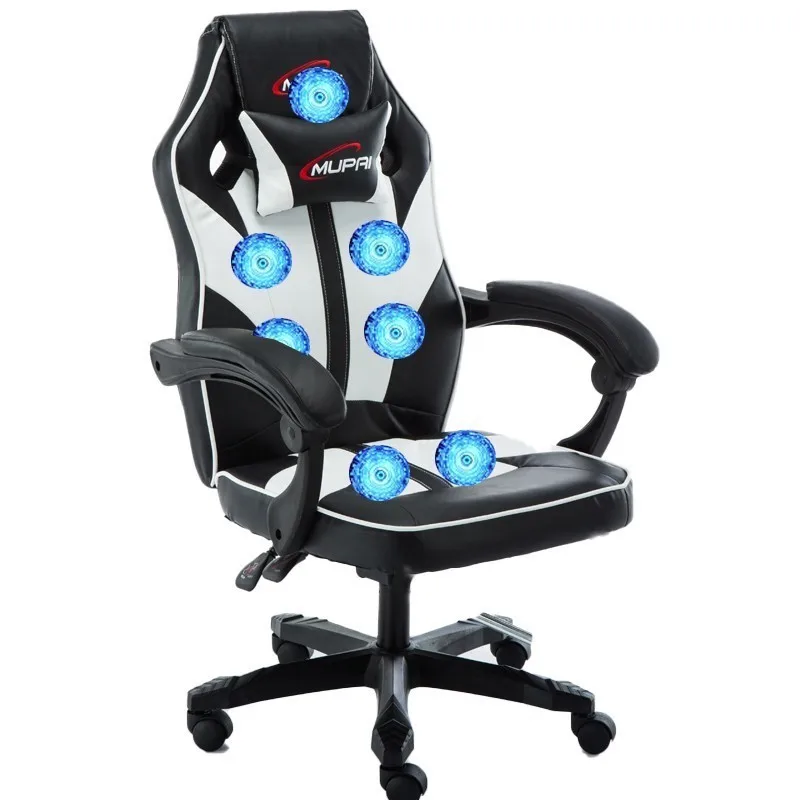 black white Высококачественное офисное кресло Poltrona Silla Gamer Esports 7 точечный массаж колесо Синтетическая кожа с подставкой для ног может лежать дома - Цвет: black white