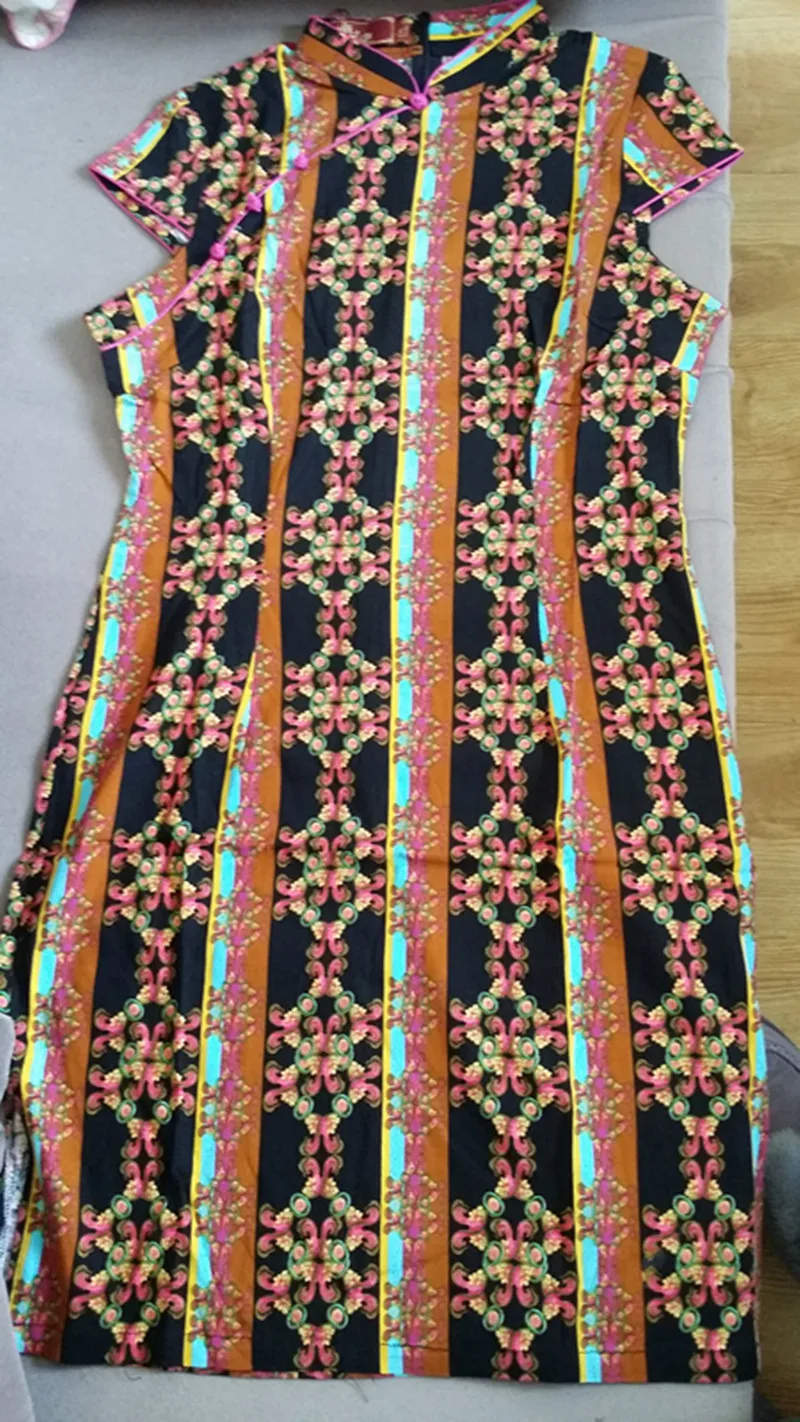 Сексуальная китайской одежде женщины хлопок короткие чонсам платье Большой