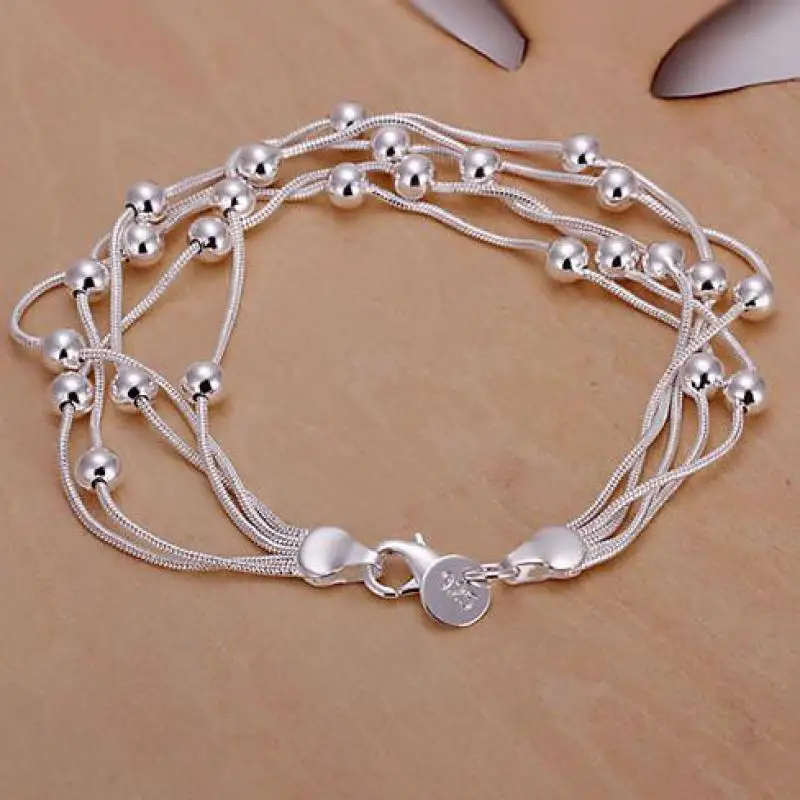 silver plated Bracelet jewelry pulseira feminina bracelets women pulseiras pulseras design lines &amp Beads TRYIL | Украшения и