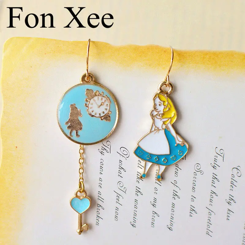 Женские Висячие серьги Fon XEE с эмалью Алисы в стране чудес длинным рукавом подарок