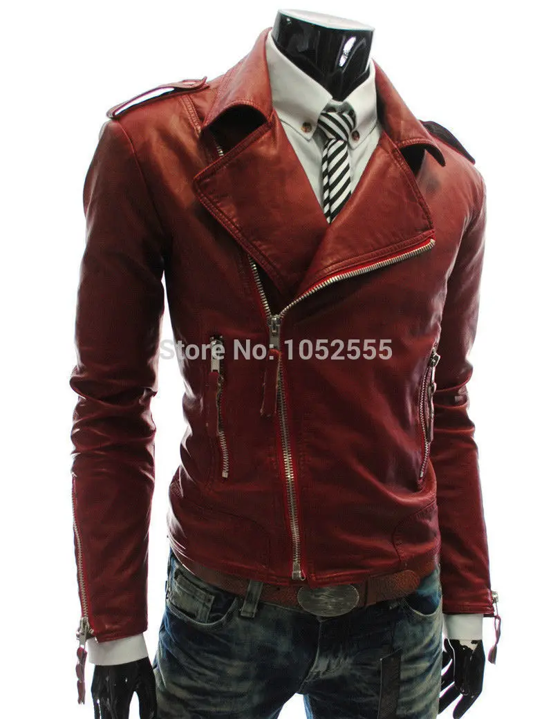 HOT !2014! NEW fashion Men's Slim Top Designed Sexy PU Leather Short Jacket Coat Size M~XXL MN27|coat cotton|coat lambcoated film |