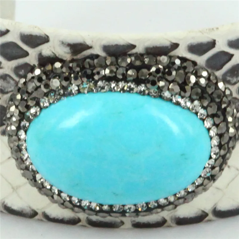 Женский Браслет манжета из змеиной кожи с натуральным камнем|open bangle|cuff banglebangle