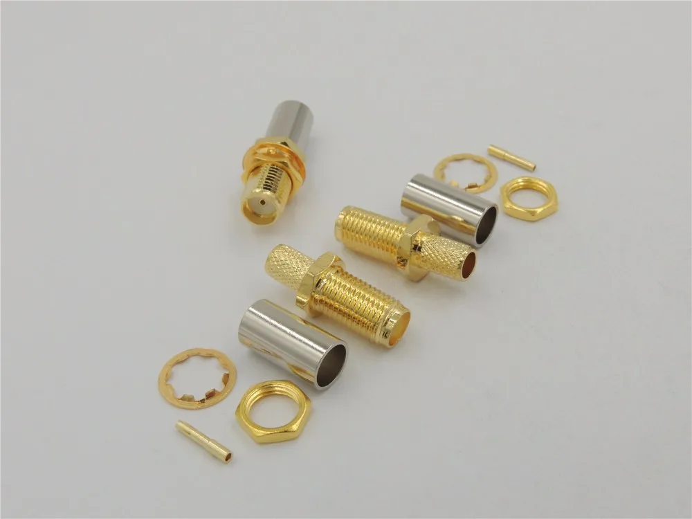 Медный гнездовой обжимной соединитель SMA для коаксиального кабеля RG58 LMR195 50