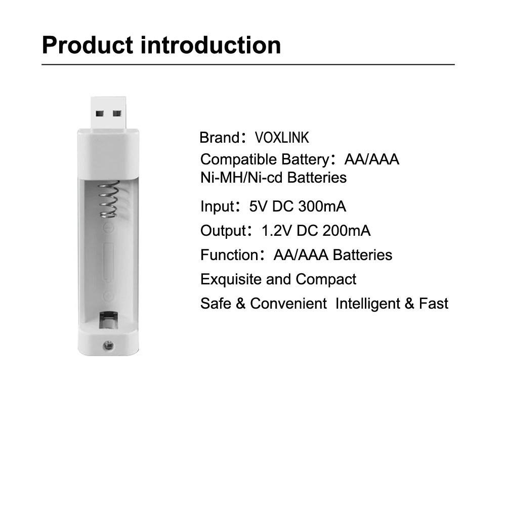 VOXLINK PJN101 светодиодный дисплей с 1 слотом зарядное устройство для аккумуляторов AA/AAA NiCd NiMh Зарядное устройство