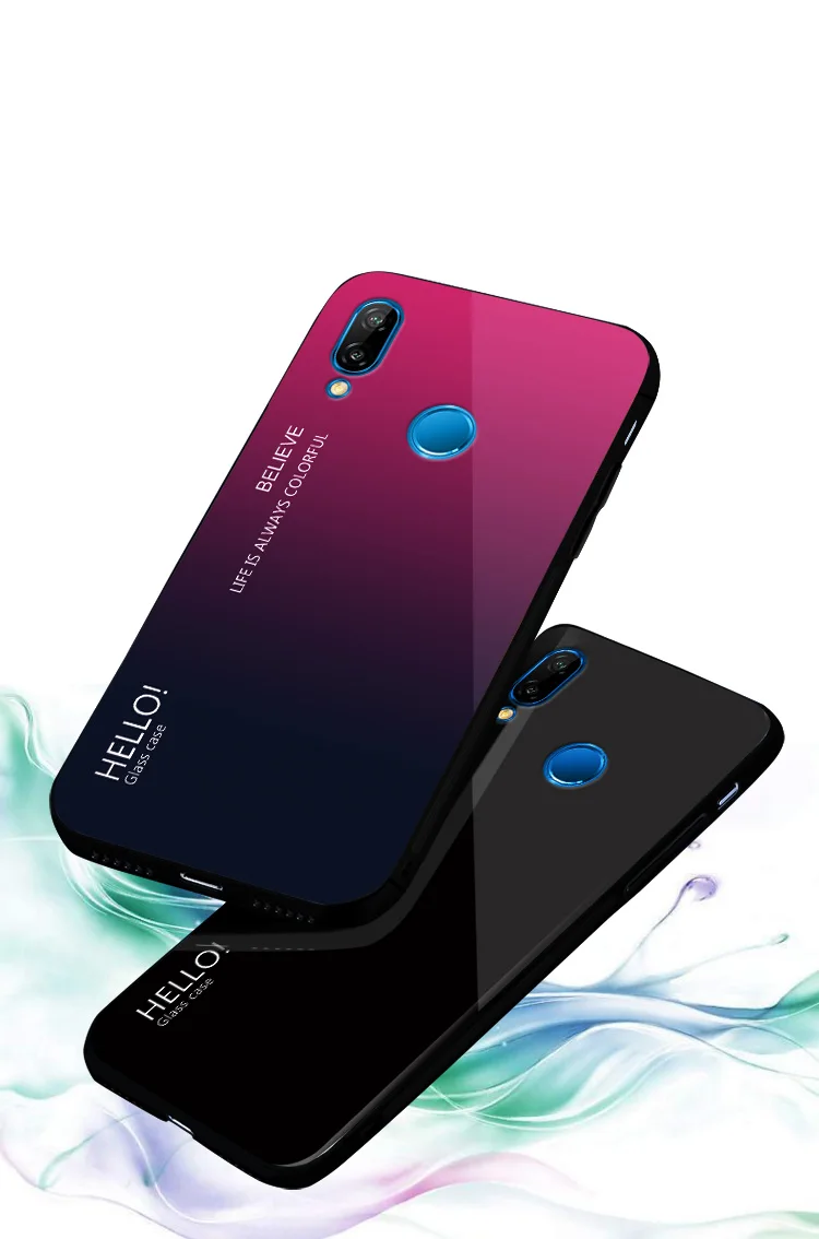 Gradient Phone Cover For Huawei P20 Lite Honor 7C 7A Pro Tempered Glass Case P Smart Y5 Y6 Prime 2018 Enjoy 7S |
