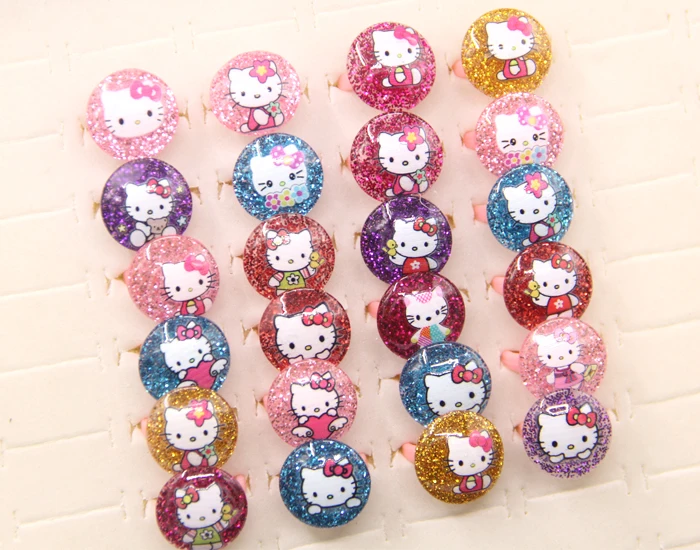 10 шт милые Мультяшные девушки смешанные смолы KT cat hello kitty кольцо ювелирные изделия для подарка на день рождения