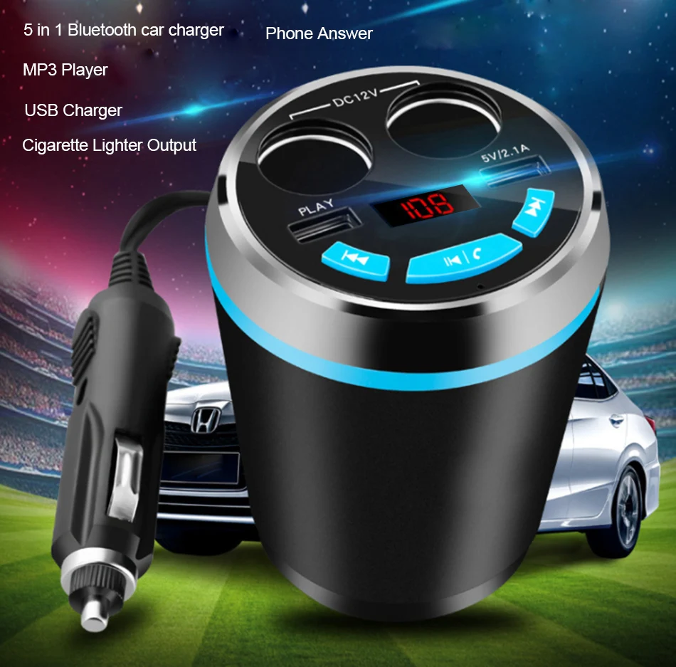 HOTNOW Bluetooth автомобильное зарядное устройство сигарета зажигалка Handsfree автомобильный комплект MP3-плеер зарядное устройство для iPhone samsung gps