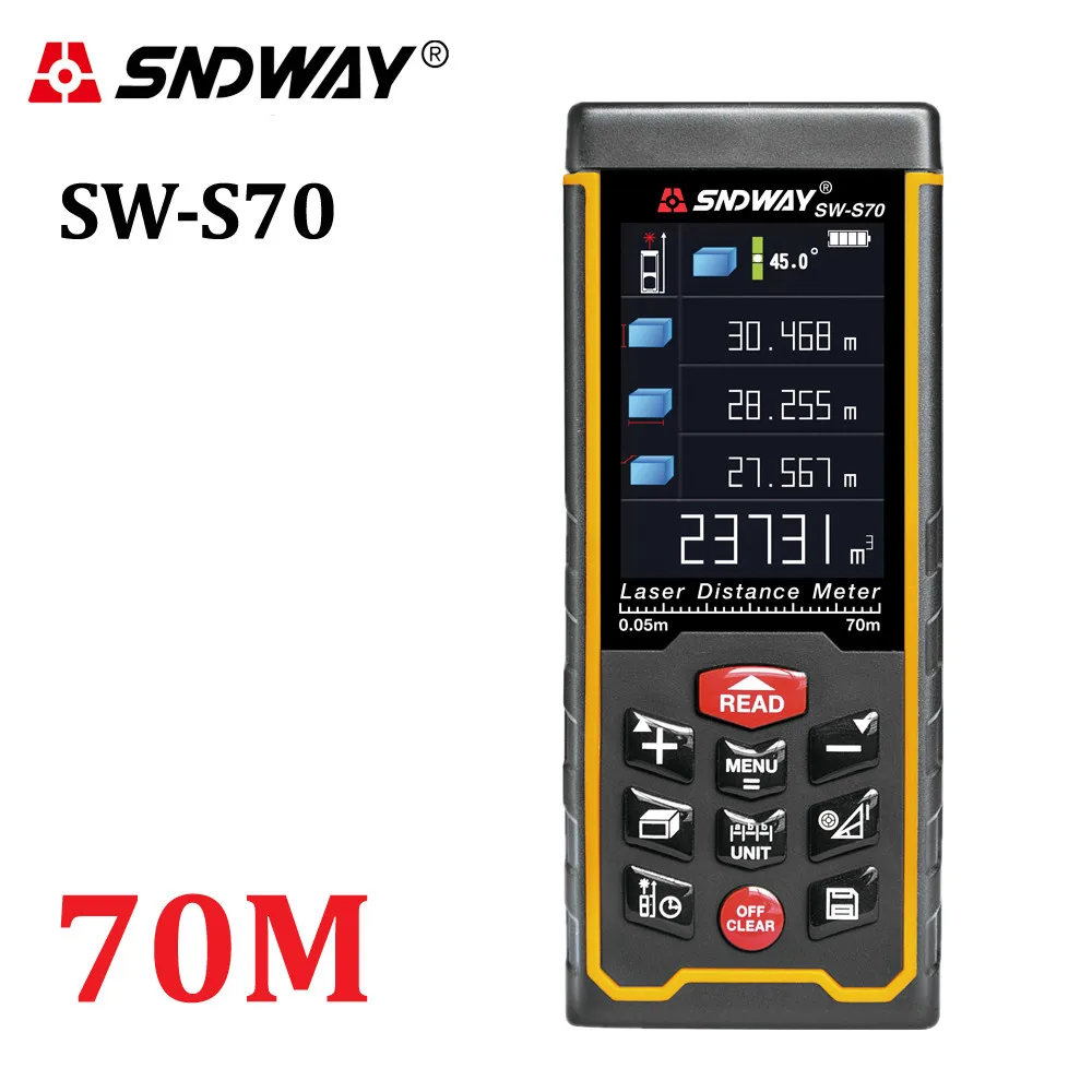 SNDWAY 2,4 дюймов цветной дисплей цифровой лазерный дальномер 50 м 70 м 100 м метро лазерный электронный рулетка лазерный дальномер