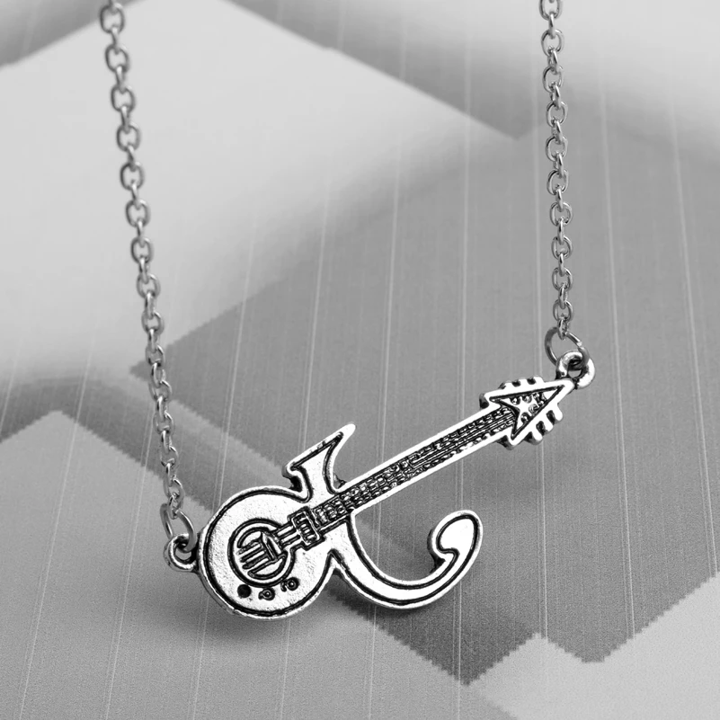 Hanchang меломана подарок серебряный Цвет Гитары кулон цепочка Цепочки и ожерелья