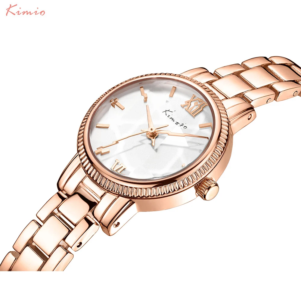 Kimio Женские Часы Топ Люксовый Бренд Полный Нержавеющей Стали Розового золота