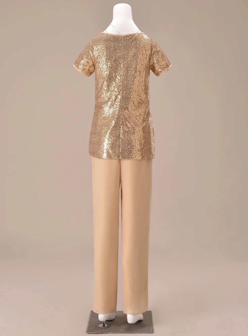 Женский элегантный шифоновый костюм из 2 предметов с блестками и v образным