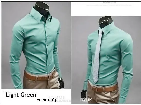 17 2015 color Mens Slim fit Unique neckline stylish Men's Dress long Sleeve Shirts dress shirts size: M-XXL famous brand men | Мужская