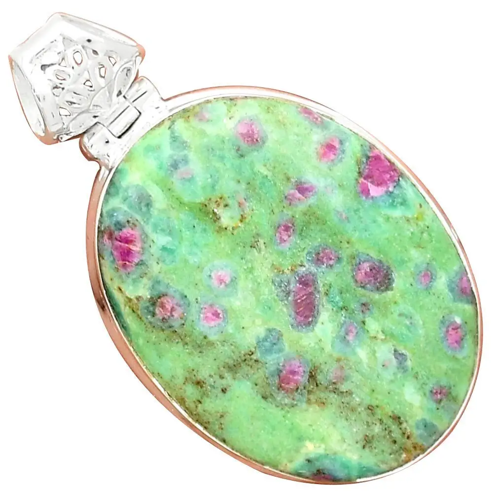 

Nature RUBY IN FUCHSITE Pendant 925 Sterling Silver, 43 mm, MHBAP5444