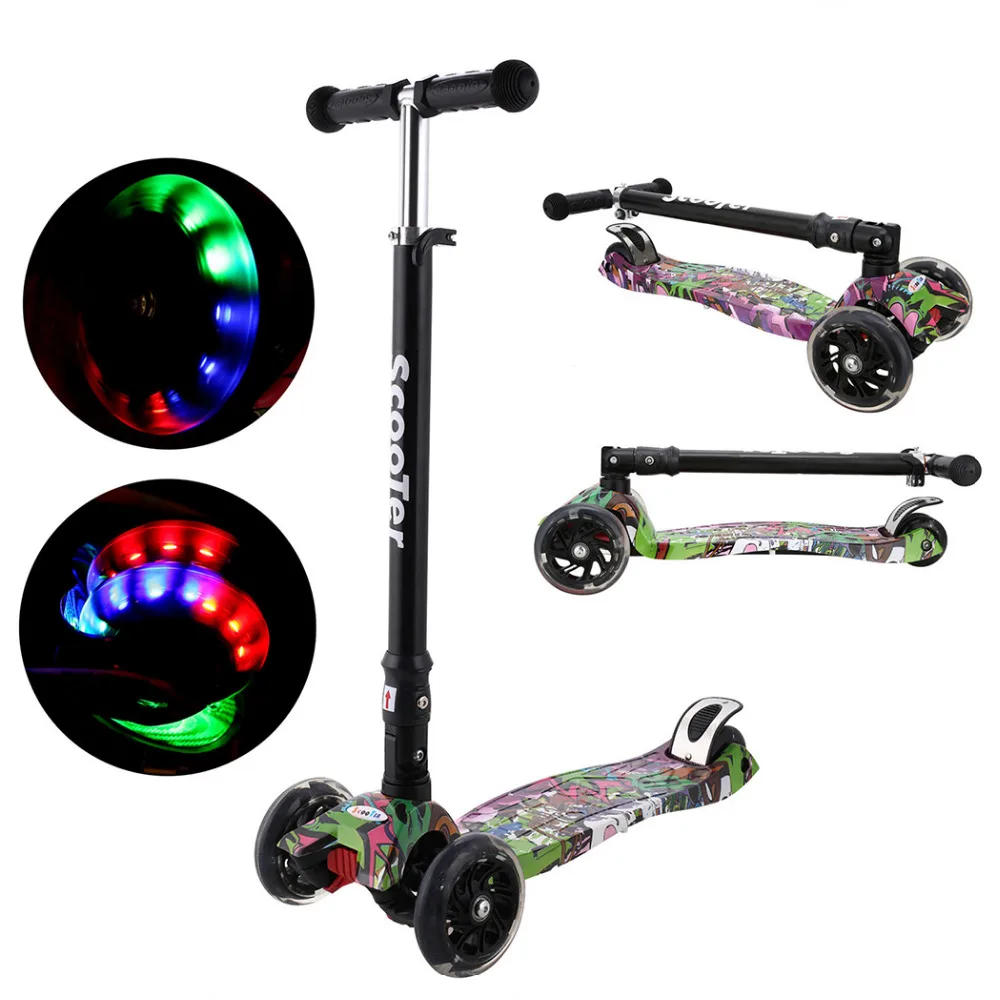 ANCHEER Mini Children Kick Scooter LED Lamp PU 3 Wheels Bicycle Outdoor Aluminum Sport Bodybuilding For Child | Спорт и развлечения