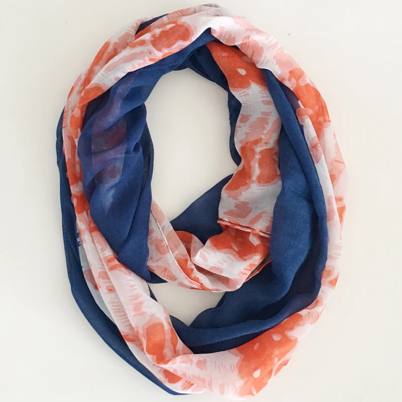 Женский легкий шарф-кольцо с леопардовым принтом из полиэстера |