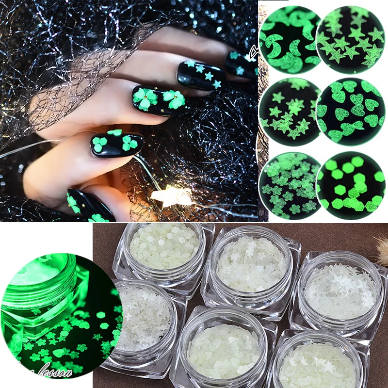 1 бутылка новый дизайн светящаяся Звезда Луна орнамент Блестки Дизайн ногтей