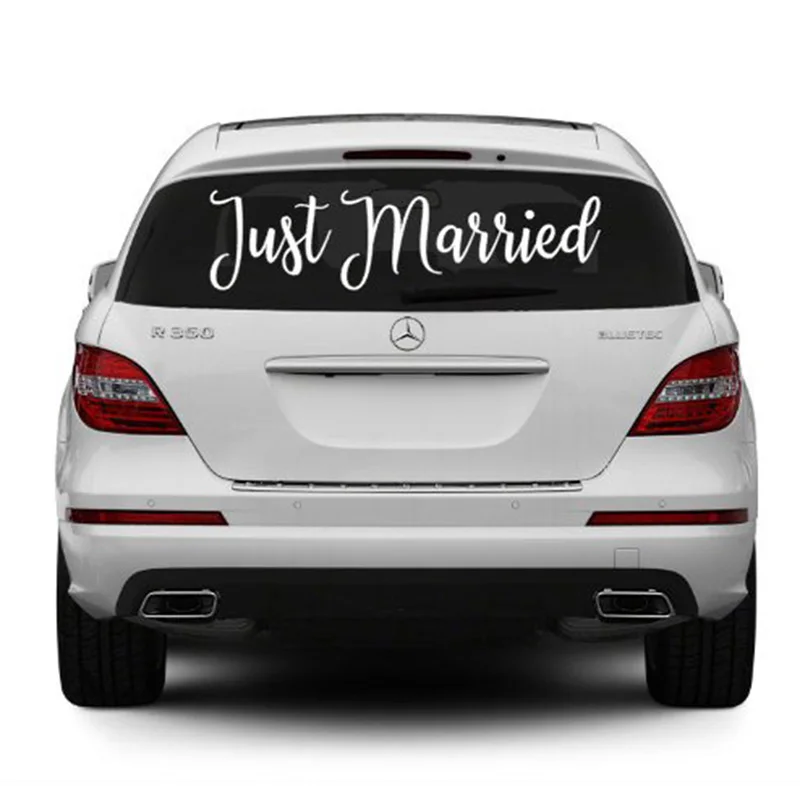 Надпись только что замужем автомобильная наклейка свадебные наклейки цитаты