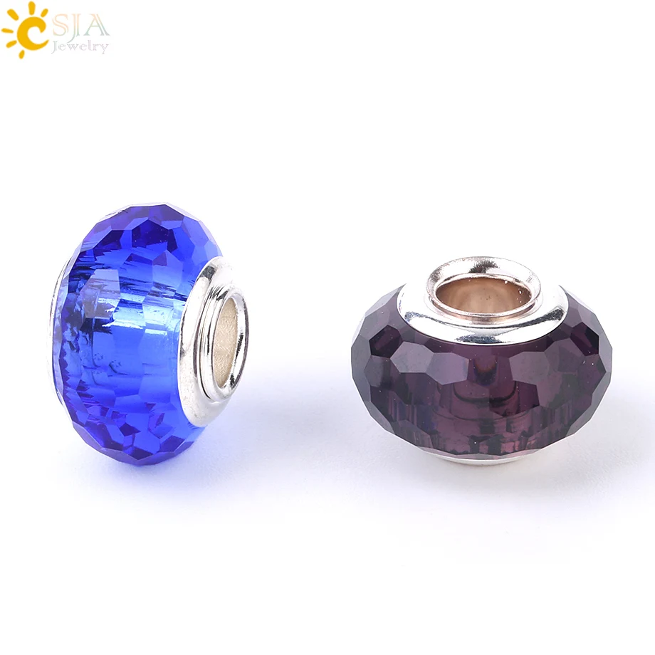 Многогранные стеклянные шарики CSJA с большим отверстием из муранского стекла