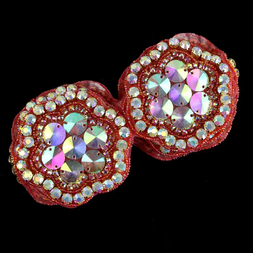 1 шт. красный пояс из смолы со стразами вышитый бисером Цветок Аппликация Планки