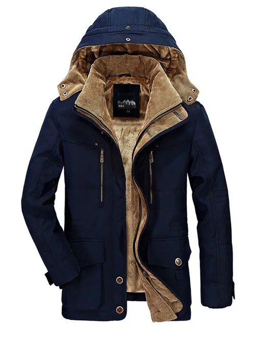 dark blue PEILOW зимняя куртка для мужчин среднего возраста 5XL 6XL утолщенное пальто ветровка высокого качества флисовая парка с хлопковой подкладкой пальто в стиле милитари - Цвет: dark blue