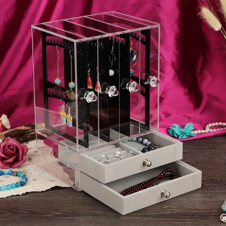 Прозрачная витрина для ювелирных изделий Подвесная подставка с ящиком ожерелья