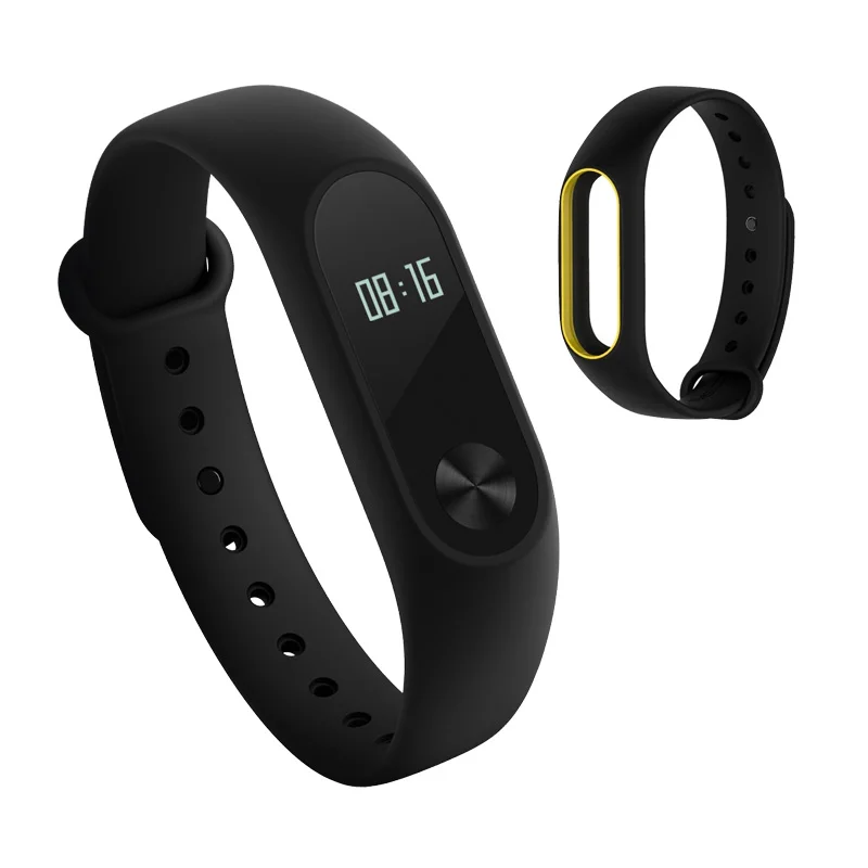 Xiaomi mi Band 2 Смарт-браслет Фитнес браслет mi Band 2 крепление для спортивной камеры Xiao mi Band2 сенсорный экран монитор сердечного ритма Smartband - Цвет: Black yellow