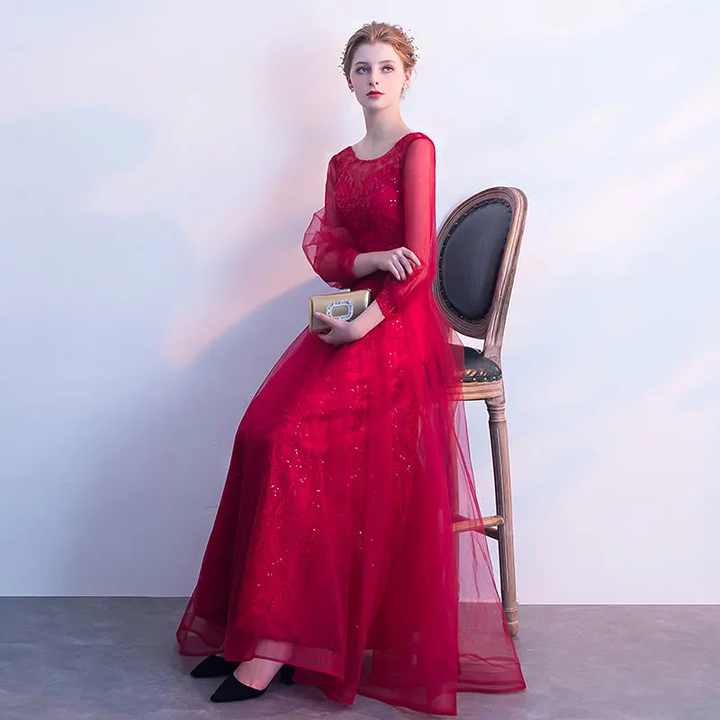 FADISTEE Новое поступление великолепное стильное платье вечерние платья Vestido de Festa ТРАПЕЦИЕВИДНОЕ платье с рукавами три четверти платье для выпускного вечера кружевное стильное