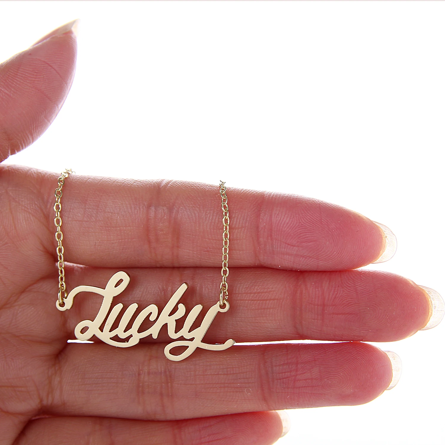 Модное ожерелье из нержавеющей стали + браслет набор &quotLucky&quot с надписью Золотое