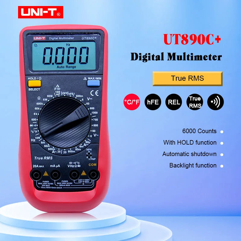 UNI T UT890C + True RMS Цифровой мультиметр с подсветкой AC/DC Частотный Амперметр