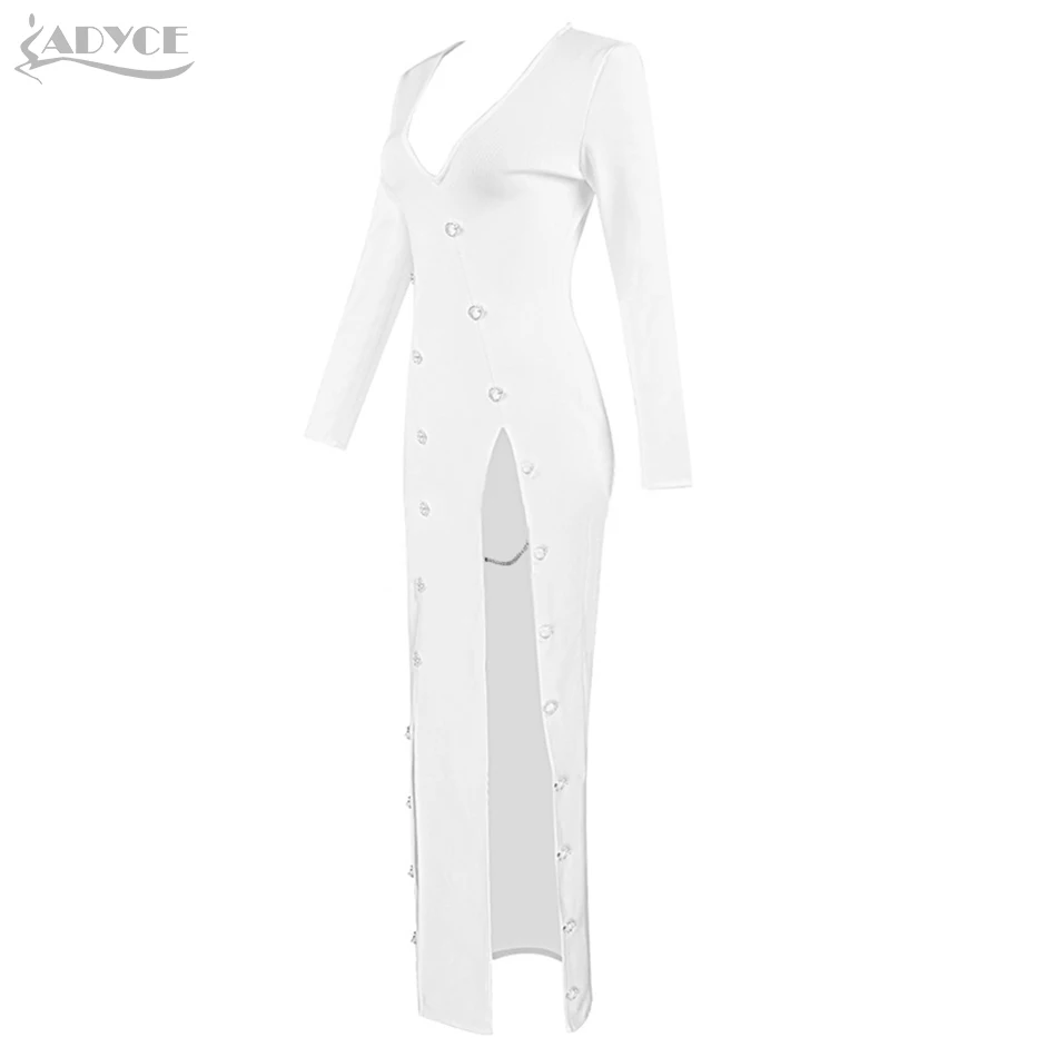 Adyce New Summer Women Bodycon Bandage Dress Sexy Deep V Long Sleeve Diamond Club Vestidos Celebrity Evening Party Dresses | Женская