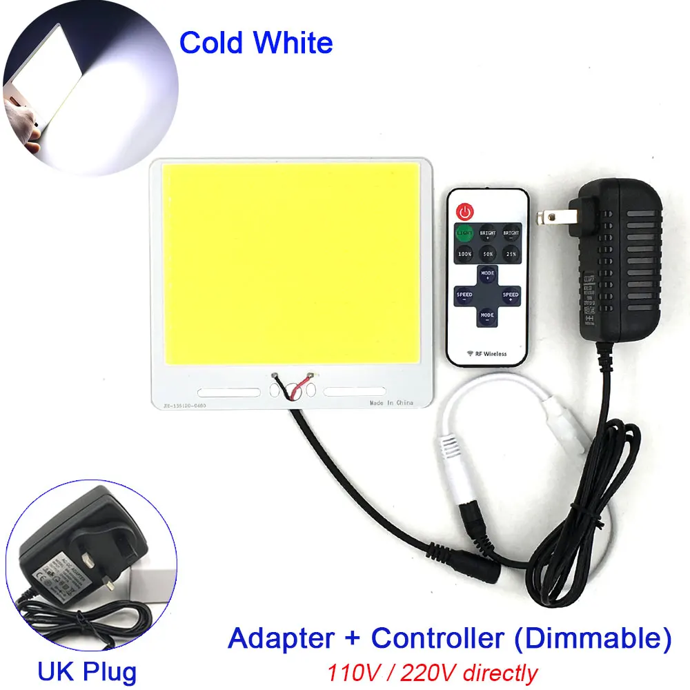 CW DIMMER UK PLUG 135x120 мм 50 Вт Светодиодный светильник с регулируемой яркостью для автомобиля, светильник ing, автомобильные лампы DIY 12 В, светодиодный светильник с чипом COB с контроллером, теплый белый - Цвет: CW DIMMER UK PLUG